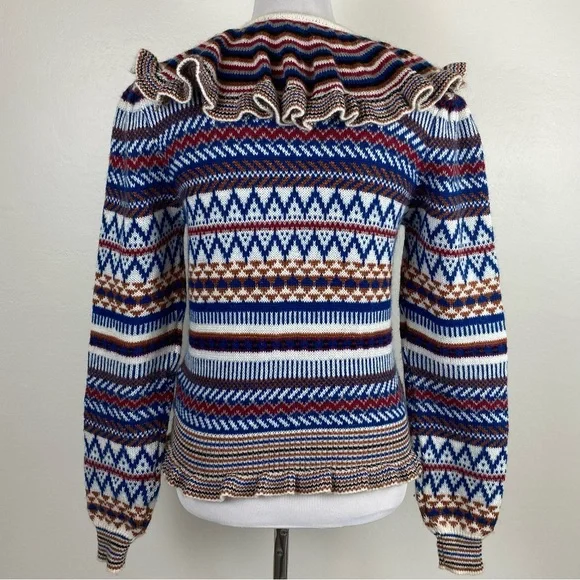 Vintage 70's Patterned Collared Sweater - Picture 2 of 9